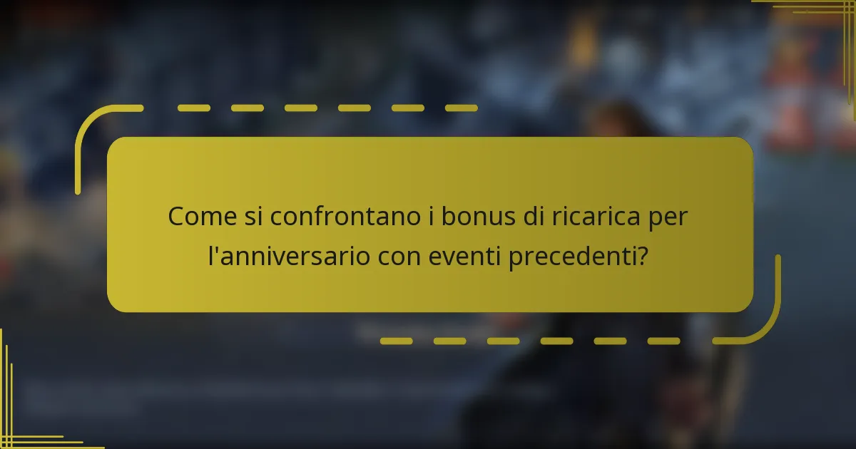 Come si confrontano i bonus di ricarica per l'anniversario con eventi precedenti?